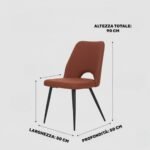 Set da 4, Sedie Virginia in Tessuto Ruggine con Gambe Nere - immagine 4