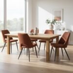 Set da 4, Sedie Virginia in Tessuto Ruggine con Gambe Nere - immagine 7