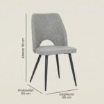 Set da 4,Sedie Virginia Tessuto Grigio con Gambe Nere - immagine 7