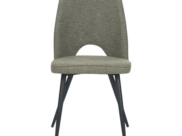 Set da 4, Sedie Virginia in Tessuto Verde con Gambe Nere