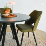 Set da 4, Sedie Virginia in Tessuto Verde con Gambe Nere - immagine 8