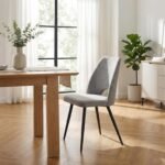 Set da 4,Sedie Virginia Tessuto Grigio con Gambe Nere - immagine 6