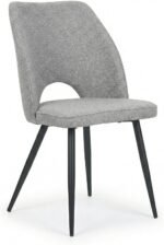 Set da 4,Sedie Virginia Tessuto Grigio con Gambe Nere - immagine 4