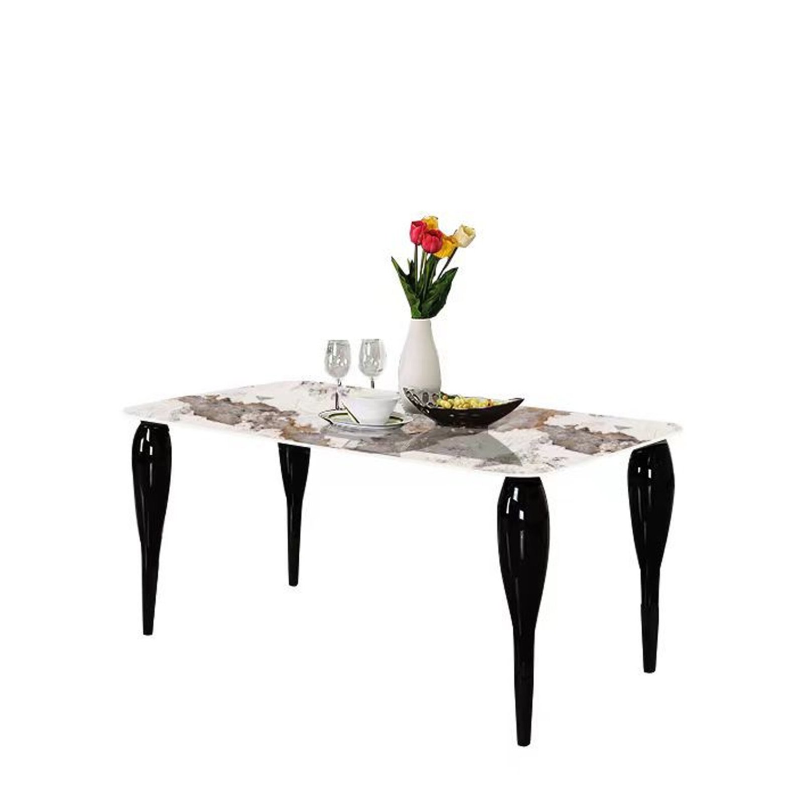 KASPER1 TAVOLO KASPER CALACACATTA BEIGE/GAMBE NERE - immagine 1